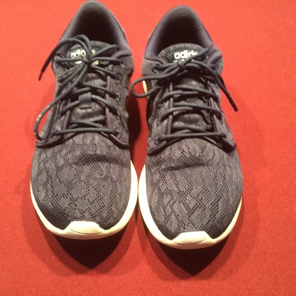 Adidas Blue Athletic Shoes with Mesh Uppers and Cushioned Soles